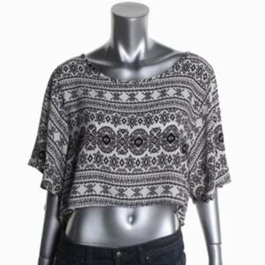 Stoosh Juniors Pattern Flutter Sleeve Crop Top